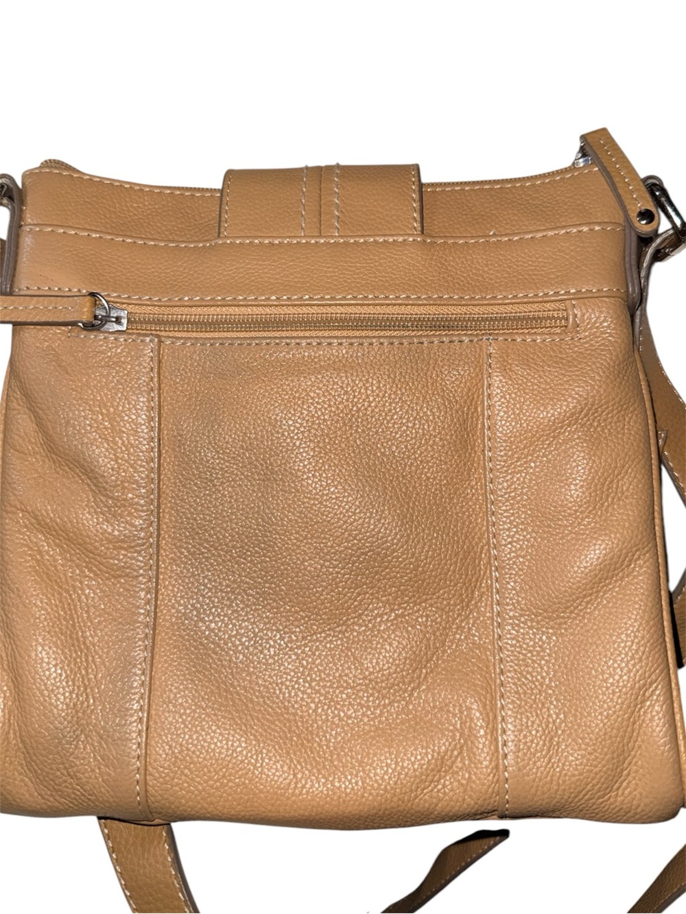Vintage Tignanello Camel Tan Leather Crossbody Carry-all Shoulder tote Bag - Picture 2 of 8